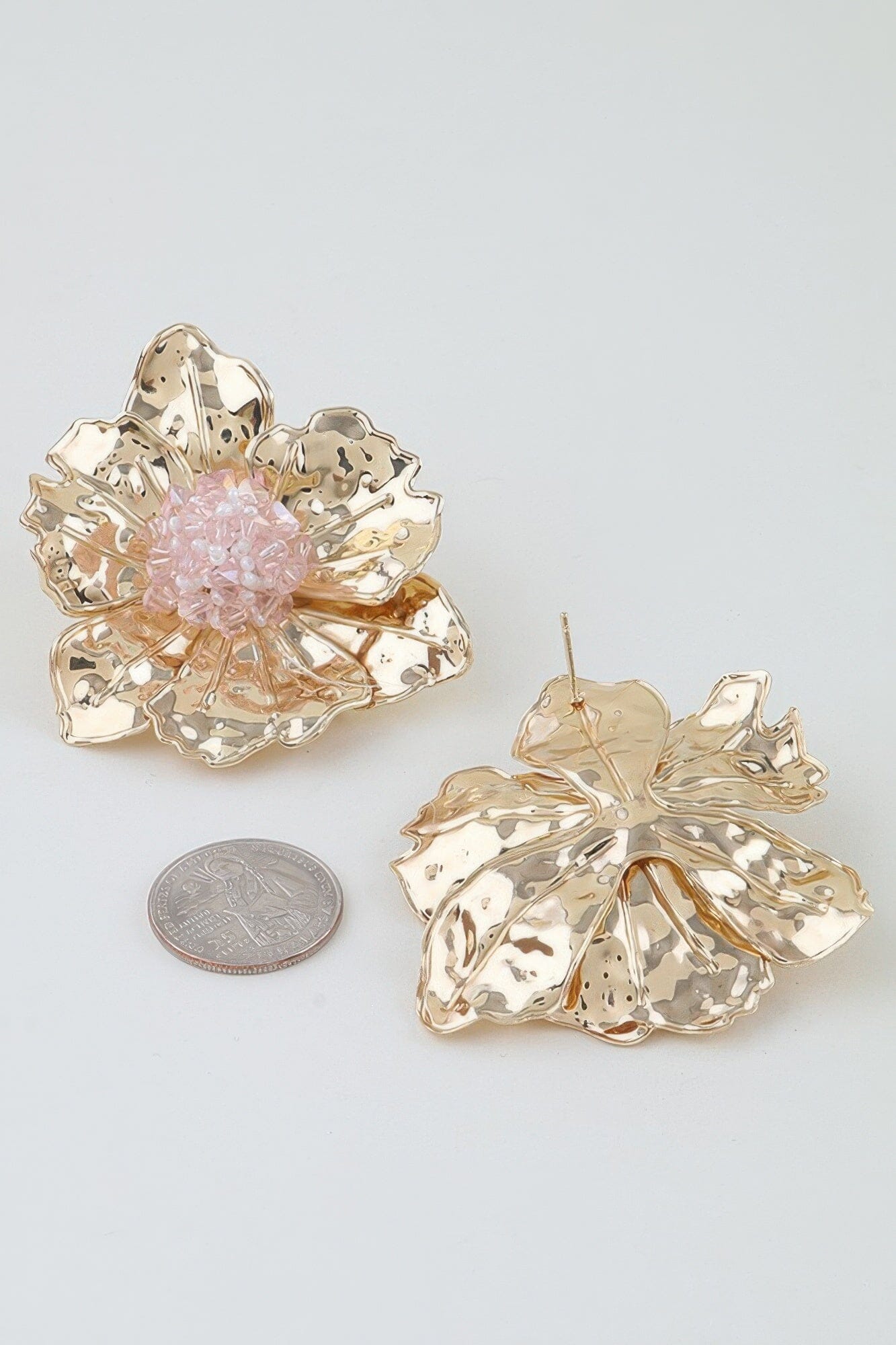Hammered Crystal Beaded Flower Earrings Apparel & Accessories > Jewelry > Earrings jehouze 