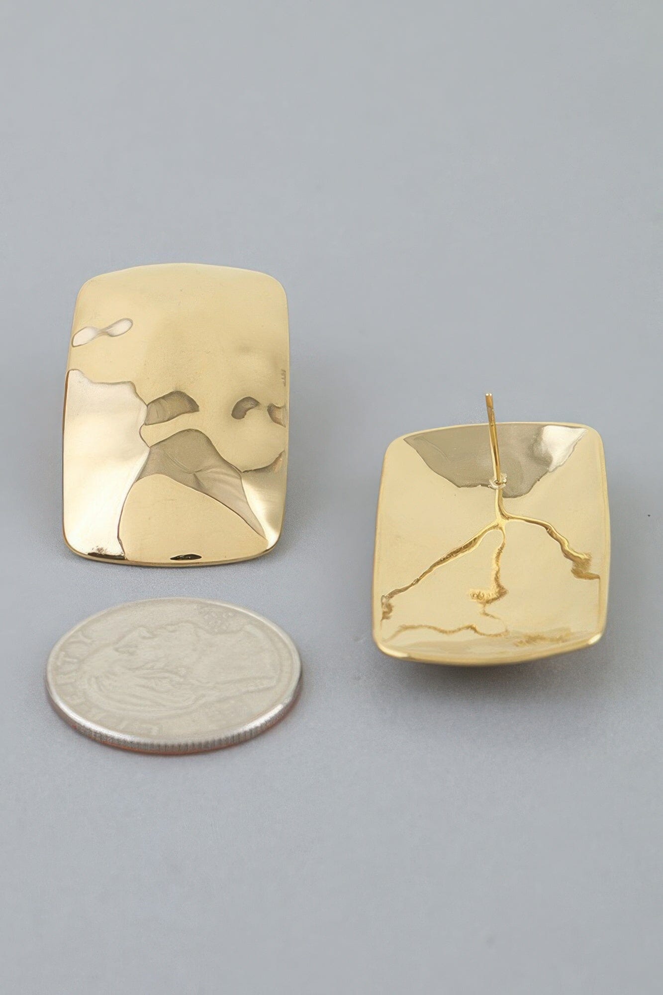 Hammered Cubic Frame Stud Earrings Apparel & Accessories > Jewelry > Earrings jehouze 