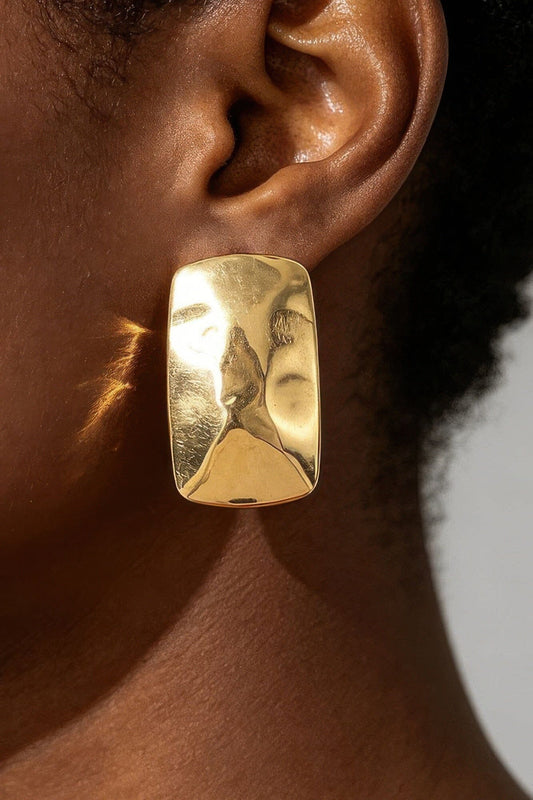 Hammered Cubic Frame Stud Earrings Apparel & Accessories > Jewelry > Earrings jehouze Gold 