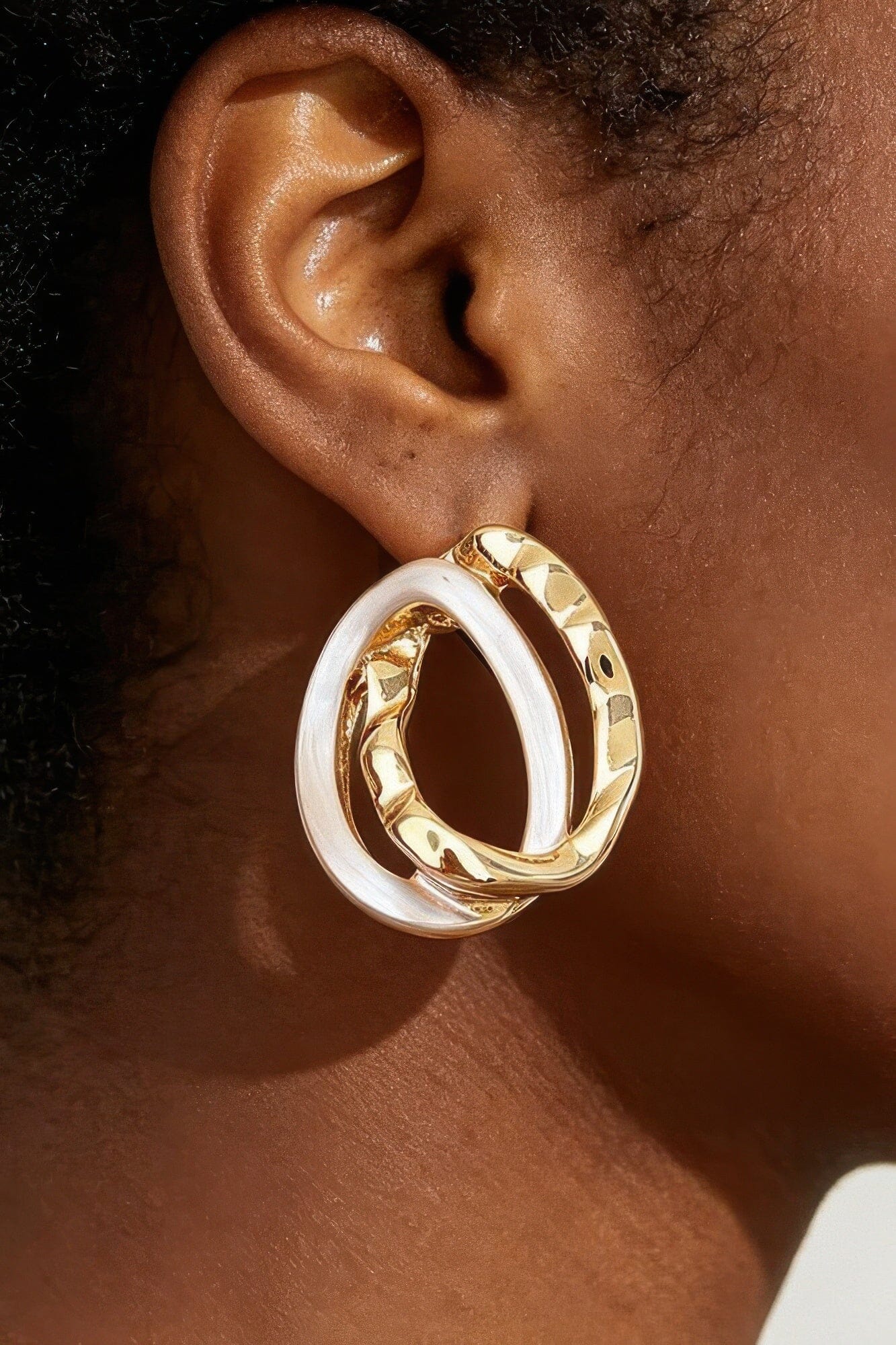 Hammered Double Oo Earrings Apparel & Accessories > Jewelry > Earrings jehouze Gold White 