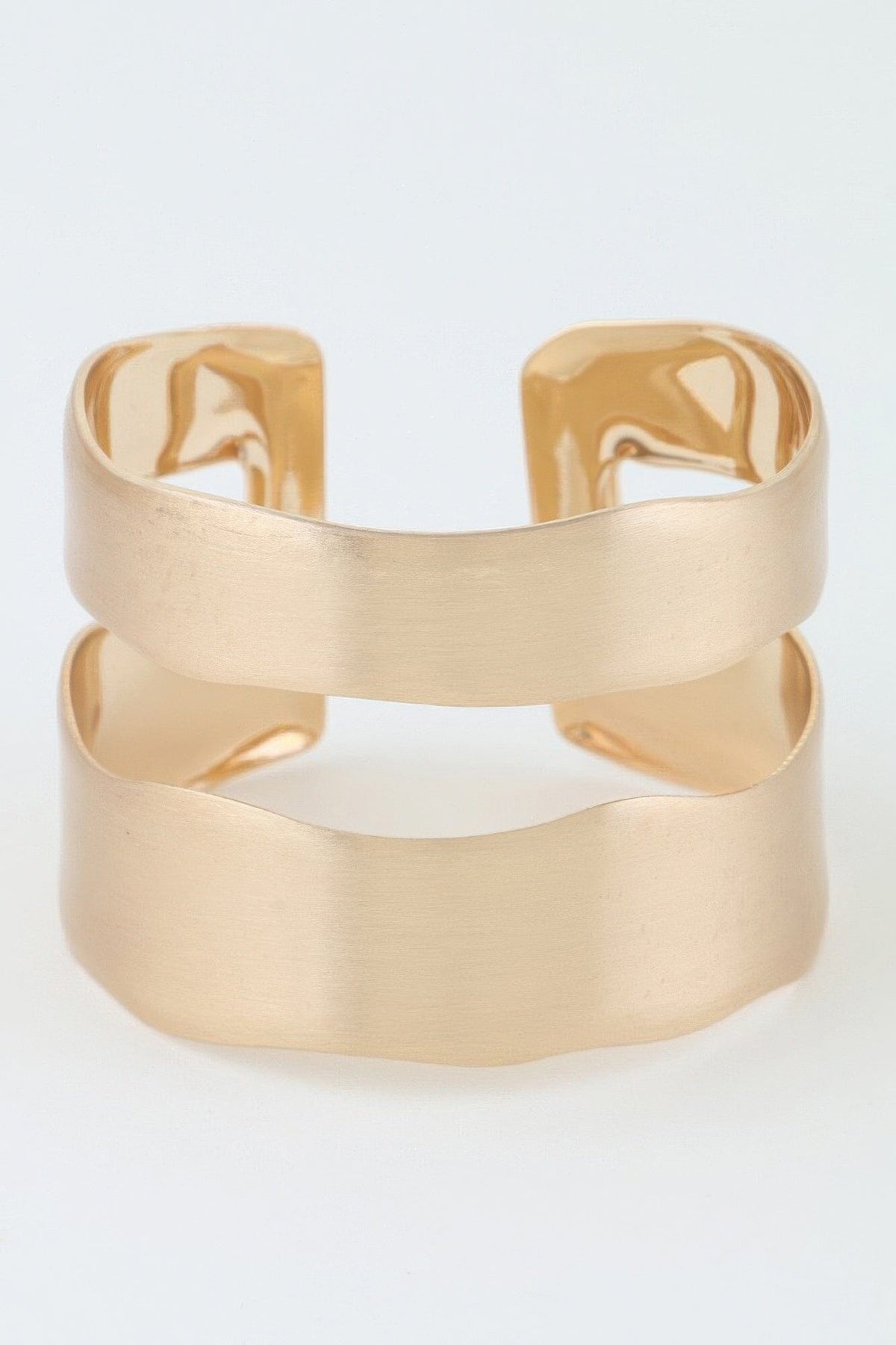 Hammered Double Wave Cuff Bracelet Bracelets jehouze 