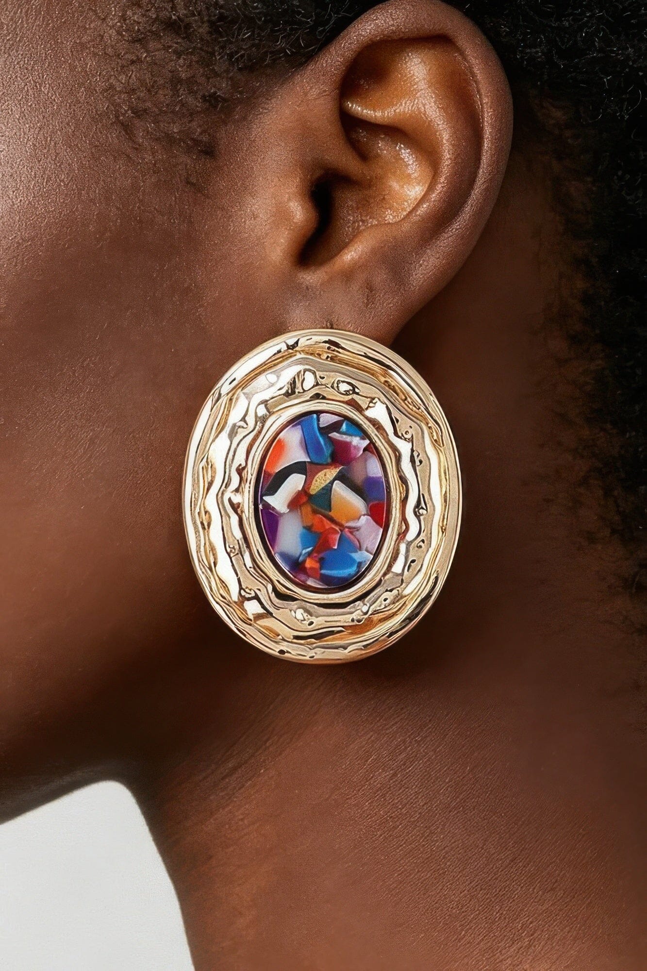 Hammered Marble Disc Earrings Apparel & Accessories > Jewelry > Earrings jehouze 