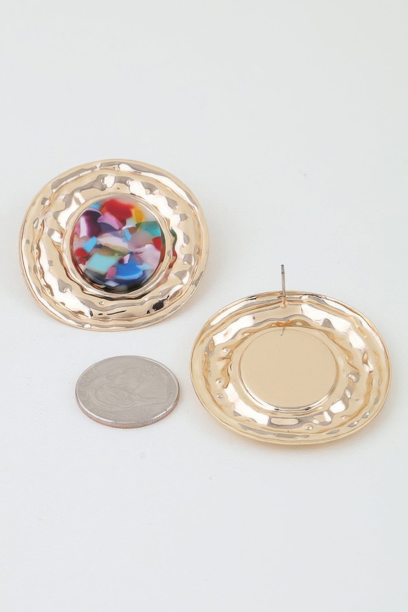 Hammered Marble Disc Earrings Apparel & Accessories > Jewelry > Earrings jehouze 