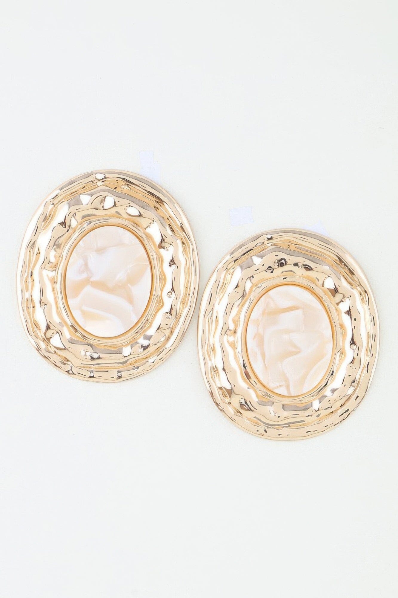 Hammered Marble Disc Earrings Apparel & Accessories > Jewelry > Earrings jehouze 