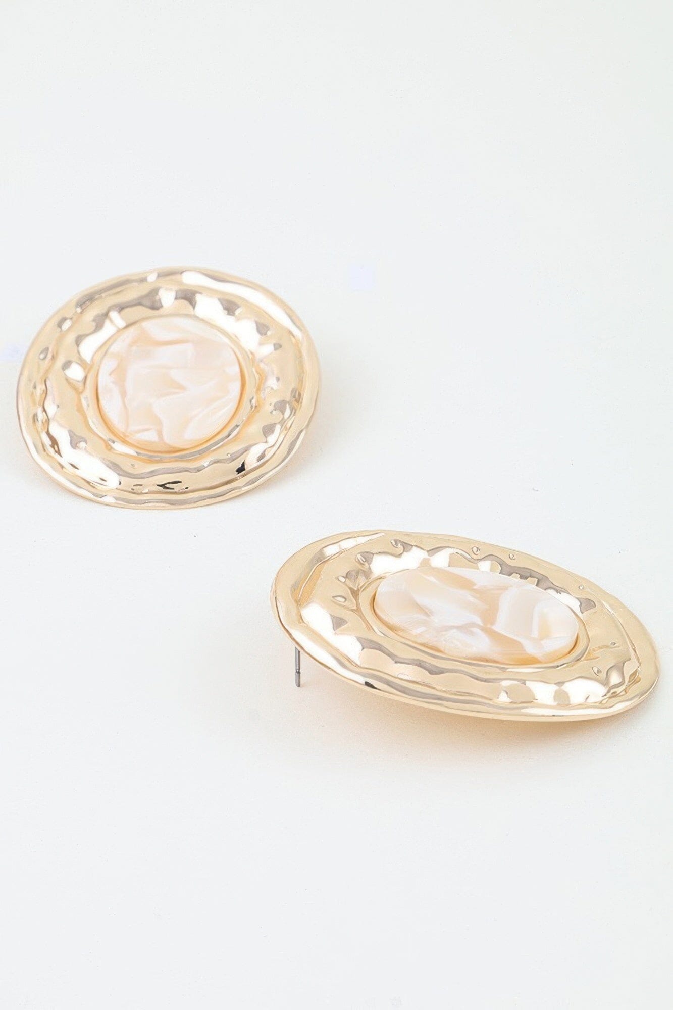 Hammered Marble Disc Earrings Apparel & Accessories > Jewelry > Earrings jehouze 