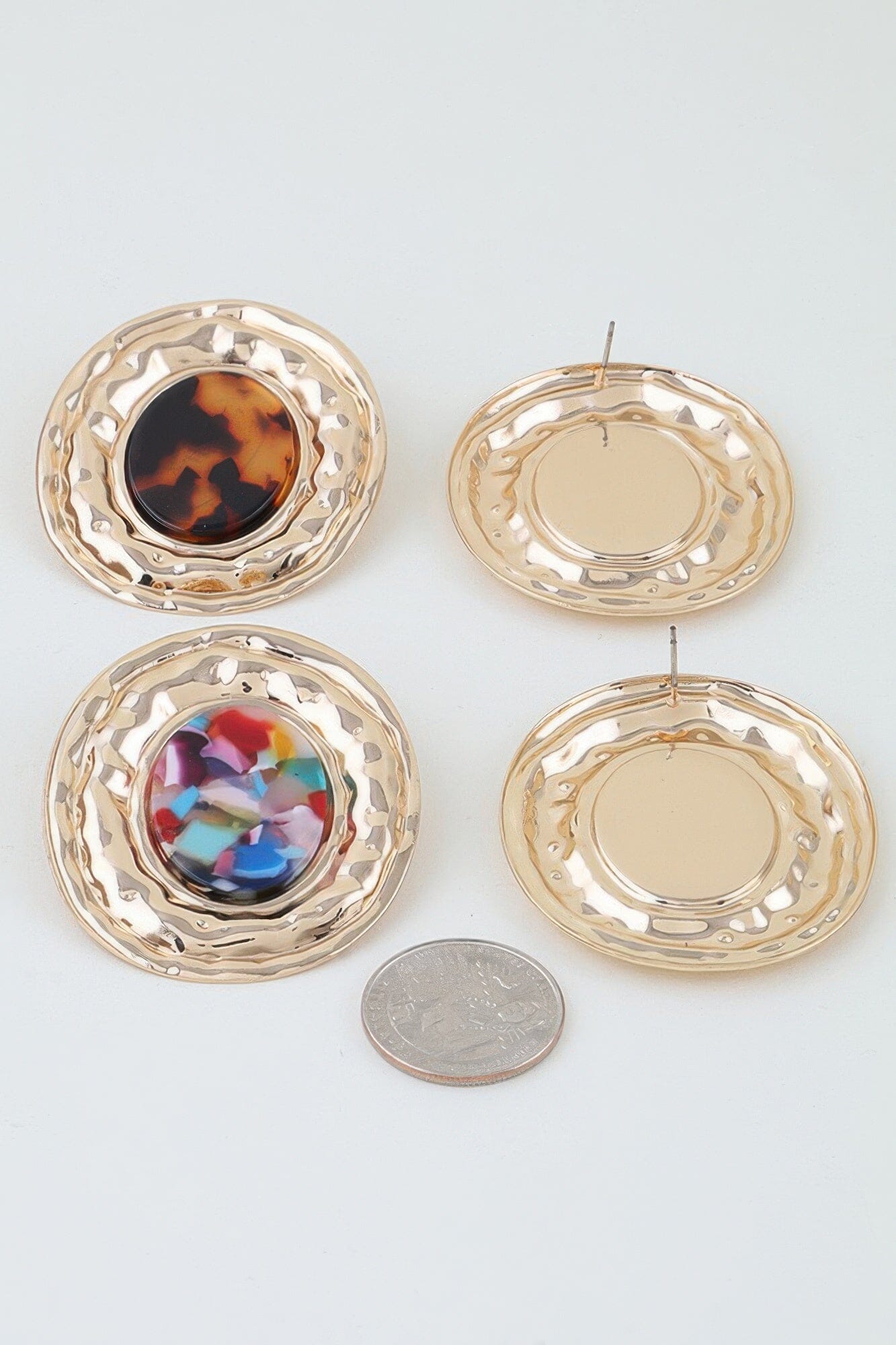 Hammered Marble Disc Earrings Apparel & Accessories > Jewelry > Earrings jehouze 