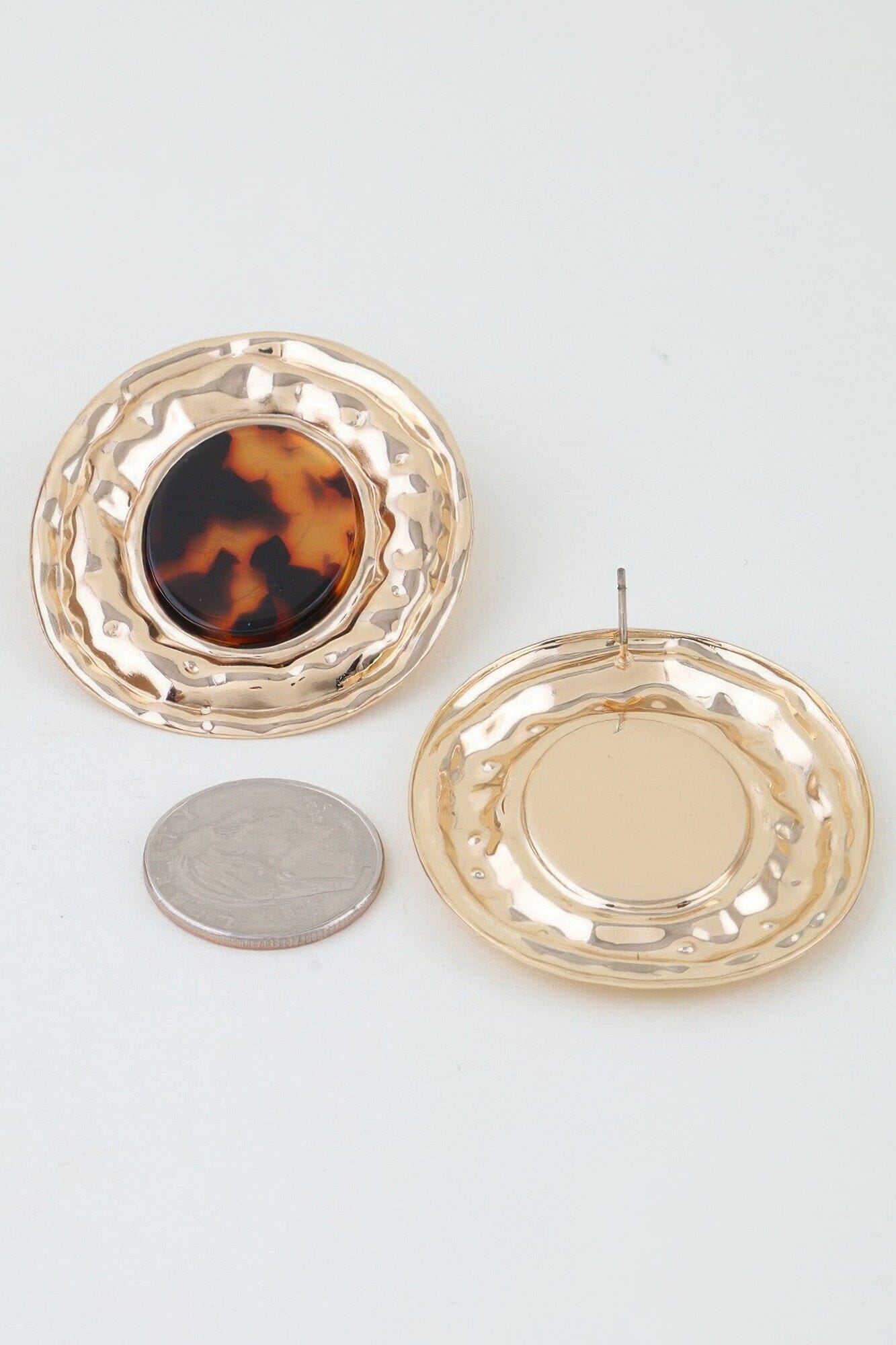 Hammered Marble Disc Earrings Apparel & Accessories > Jewelry > Earrings jehouze Gold Leopard 