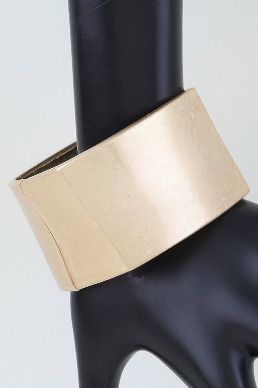 Hammered Matte Geometric Cuff Bracelet Bracelets jehouze Gold 
