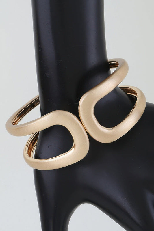 Hammered Open Loop Cuff Bracelet Bracelets jehouze Gold 