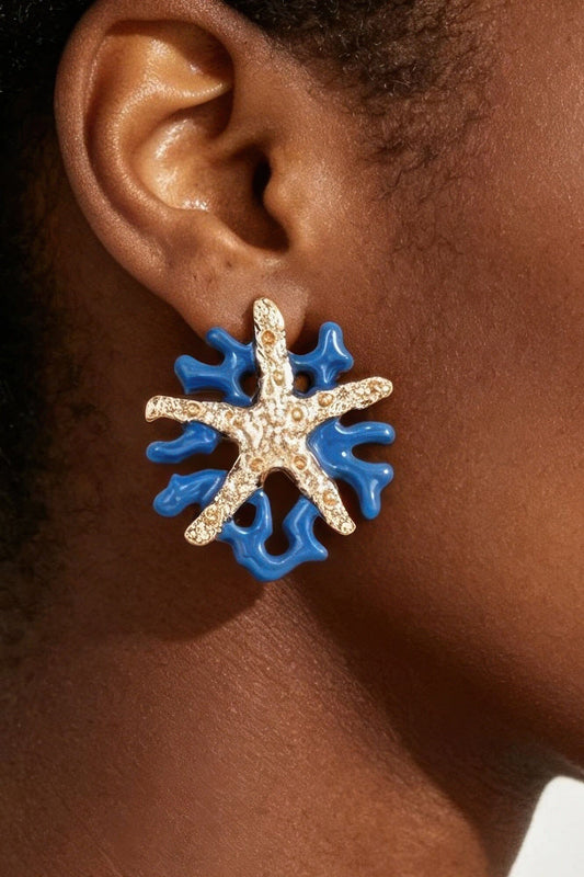 Hammered Starfish Coral Earrings Apparel & Accessories > Jewelry > Earrings jehouze 
