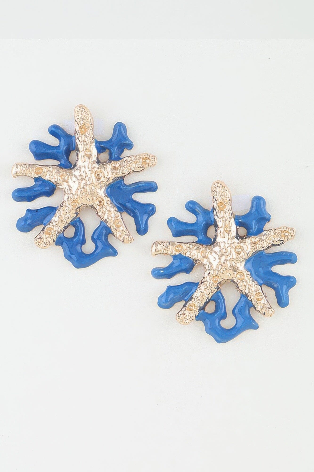 Hammered Starfish Coral Earrings Apparel & Accessories > Jewelry > Earrings jehouze Blue 