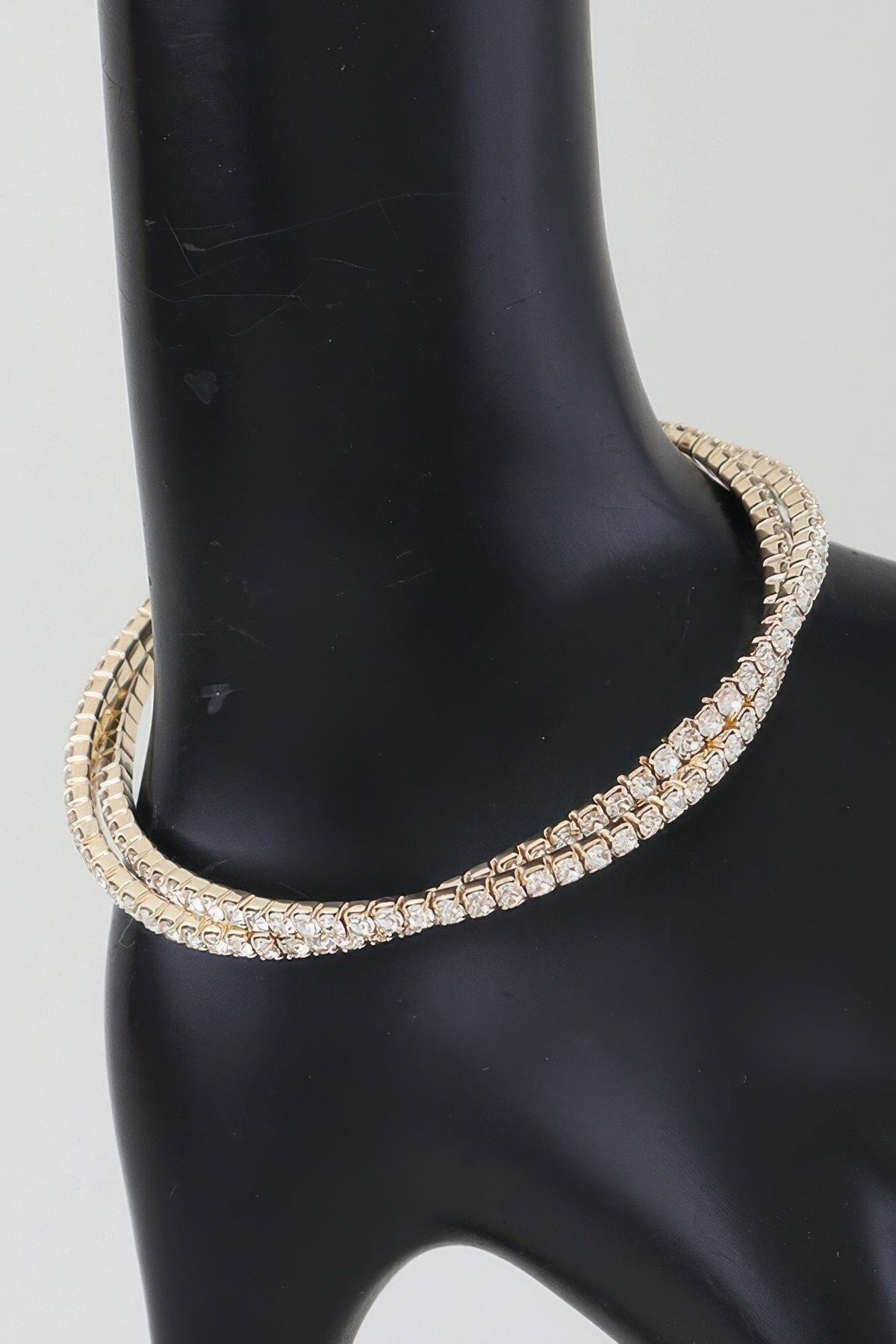 Interlocked Cubic Rhinestone Cuff Bracelet jehouze 