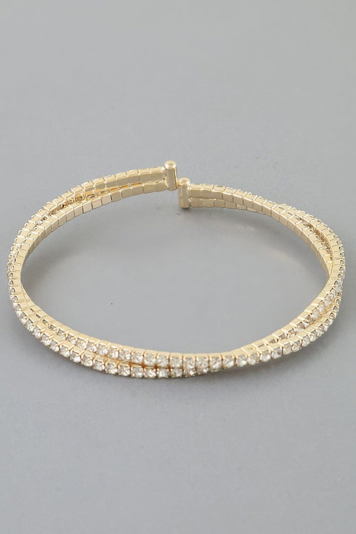 Interlocked Cubic Rhinestone Cuff Bracelet jehouze 