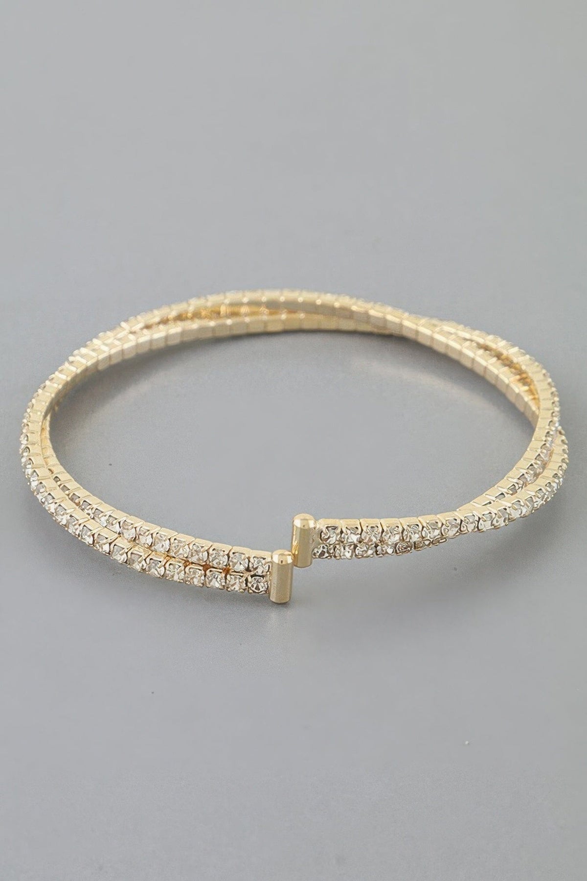 Interlocked Cubic Rhinestone Cuff Bracelet jehouze 