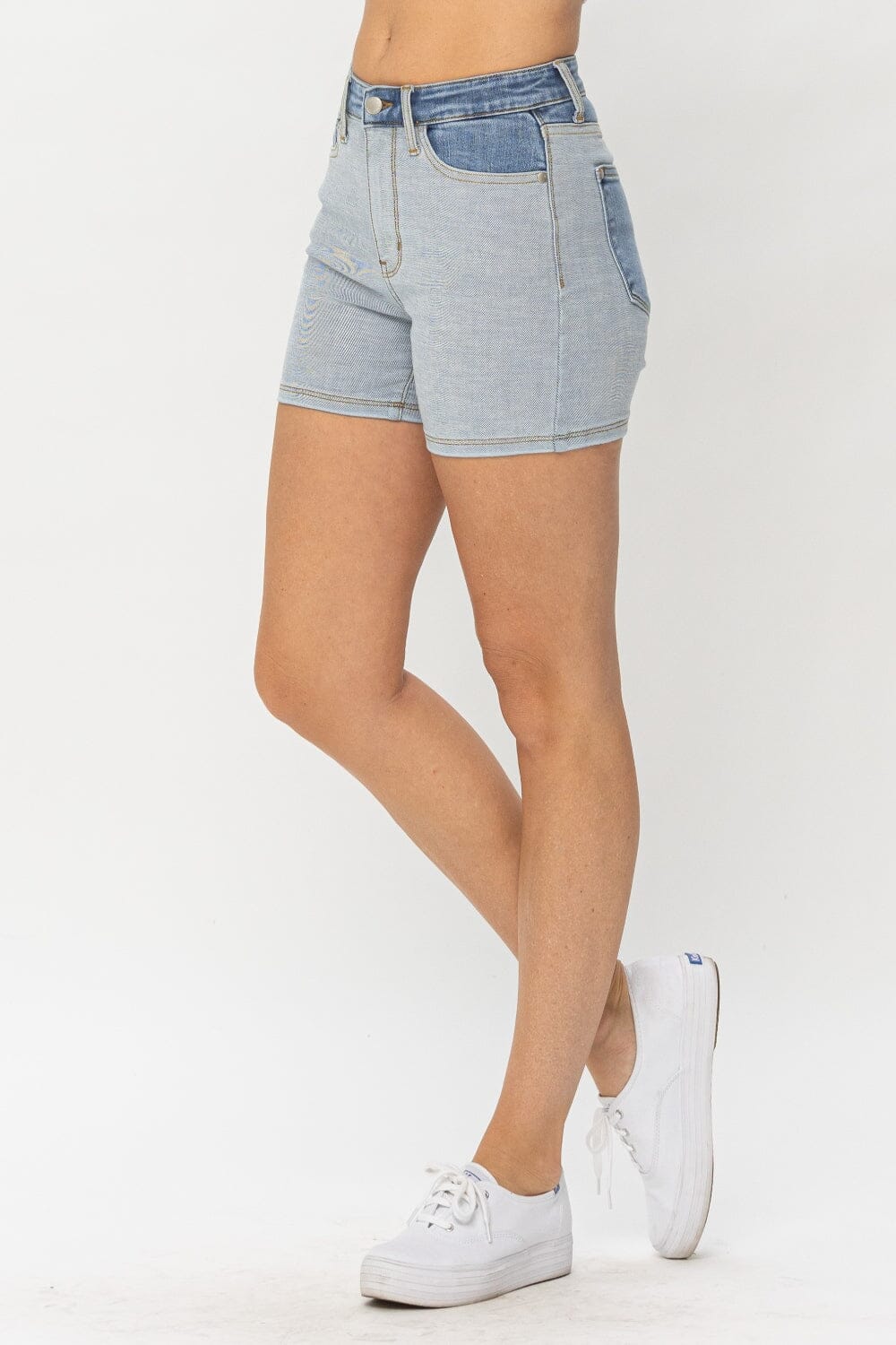 Judy Blue Light Blue Color Block Denim Shorts jeans jehouze 