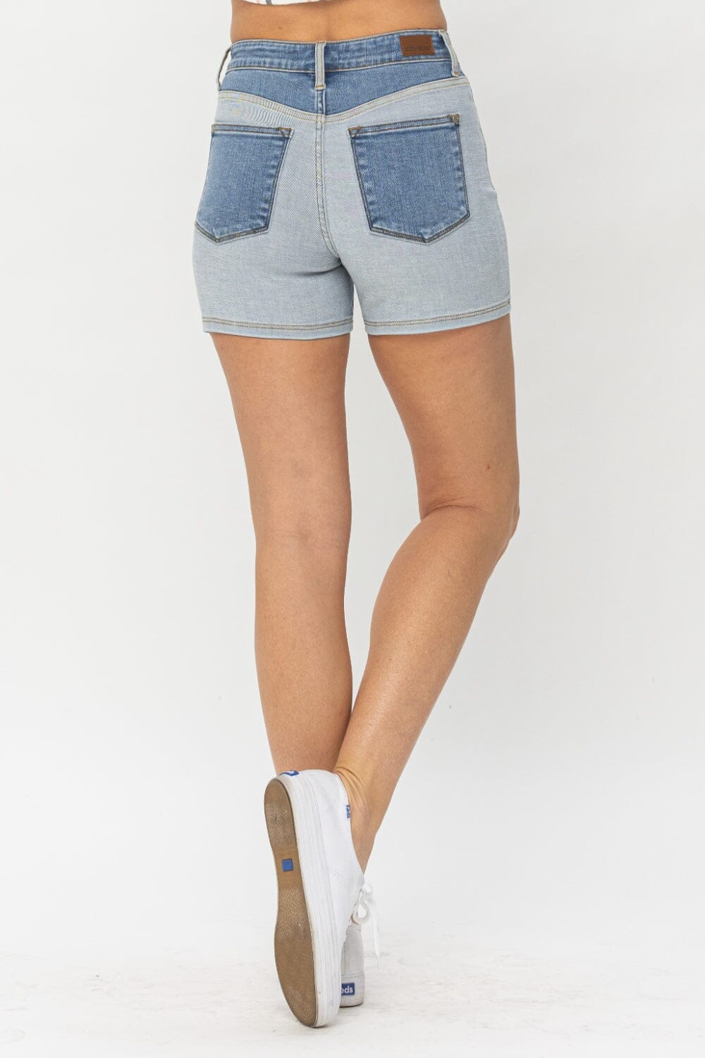 Judy Blue Light Blue Color Block Denim Shorts jeans jehouze 