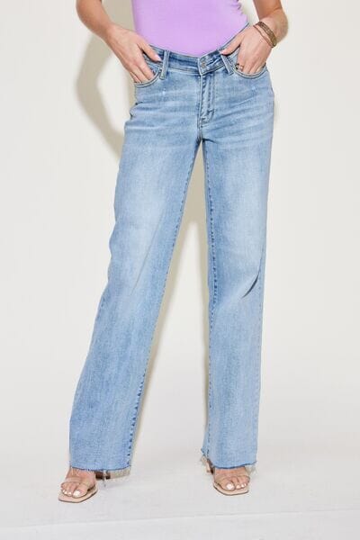 Judy Blue Light Blue V Front Waistband Straight Jeans jeans jehouze 