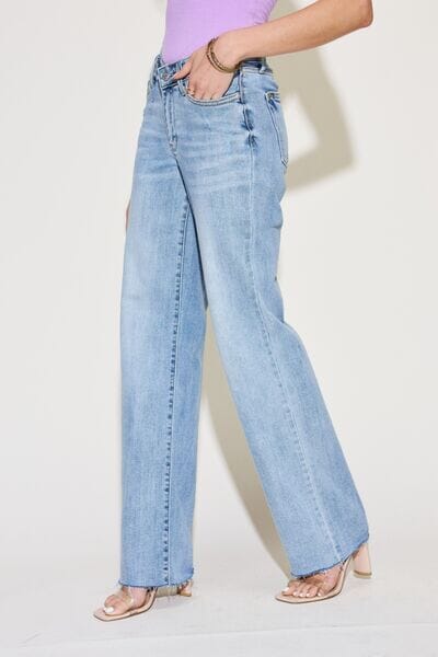 Judy Blue Light Blue V Front Waistband Straight Jeans jeans jehouze 