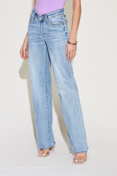 Judy Blue Light Blue V Front Waistband Straight Jeans jeans jehouze 