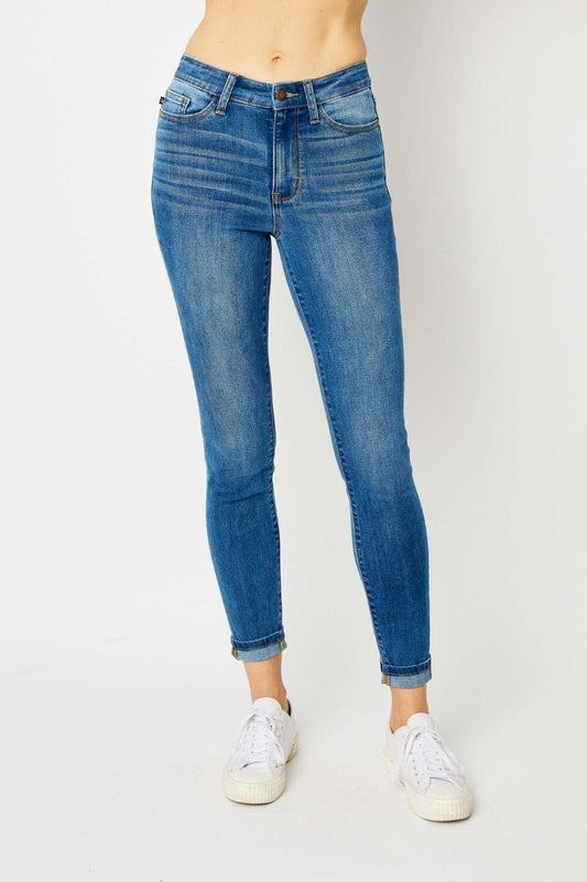 Judy Blue Medium Blue Cuffed Hem Skinny Jeans jeans jehouze Medium 0(24) 