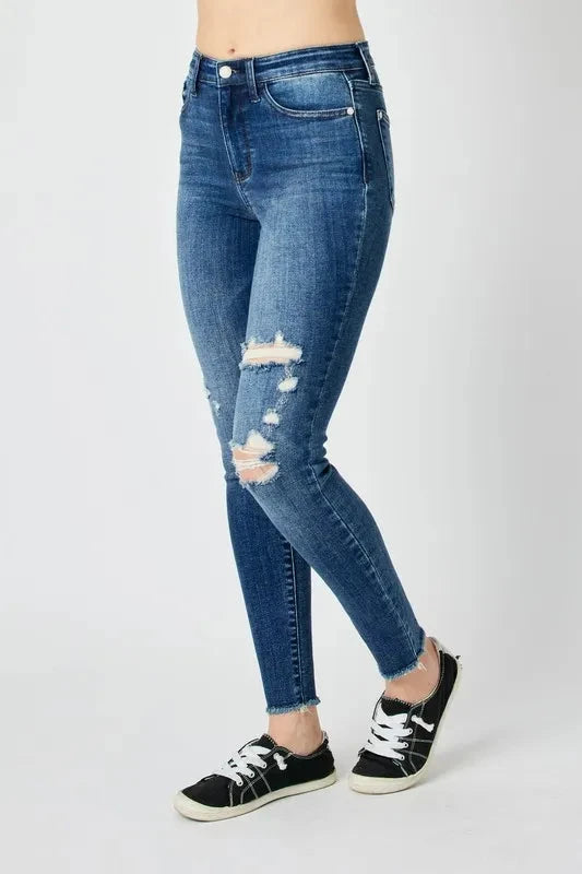 Judy Blue Plus Size High Waist Distressed Skinny Jeans jeans jehouze 