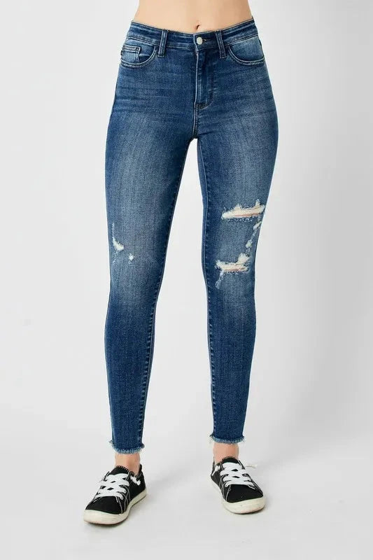 Judy Blue Plus Size High Waist Distressed Skinny Jeans jeans jehouze 