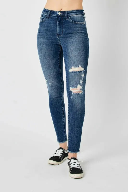 Judy Blue Plus Size High Waist Distressed Skinny Jeans jeans jehouze 