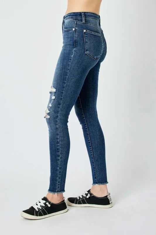 Judy Blue Plus Size High Waist Distressed Skinny Jeans jeans jehouze 