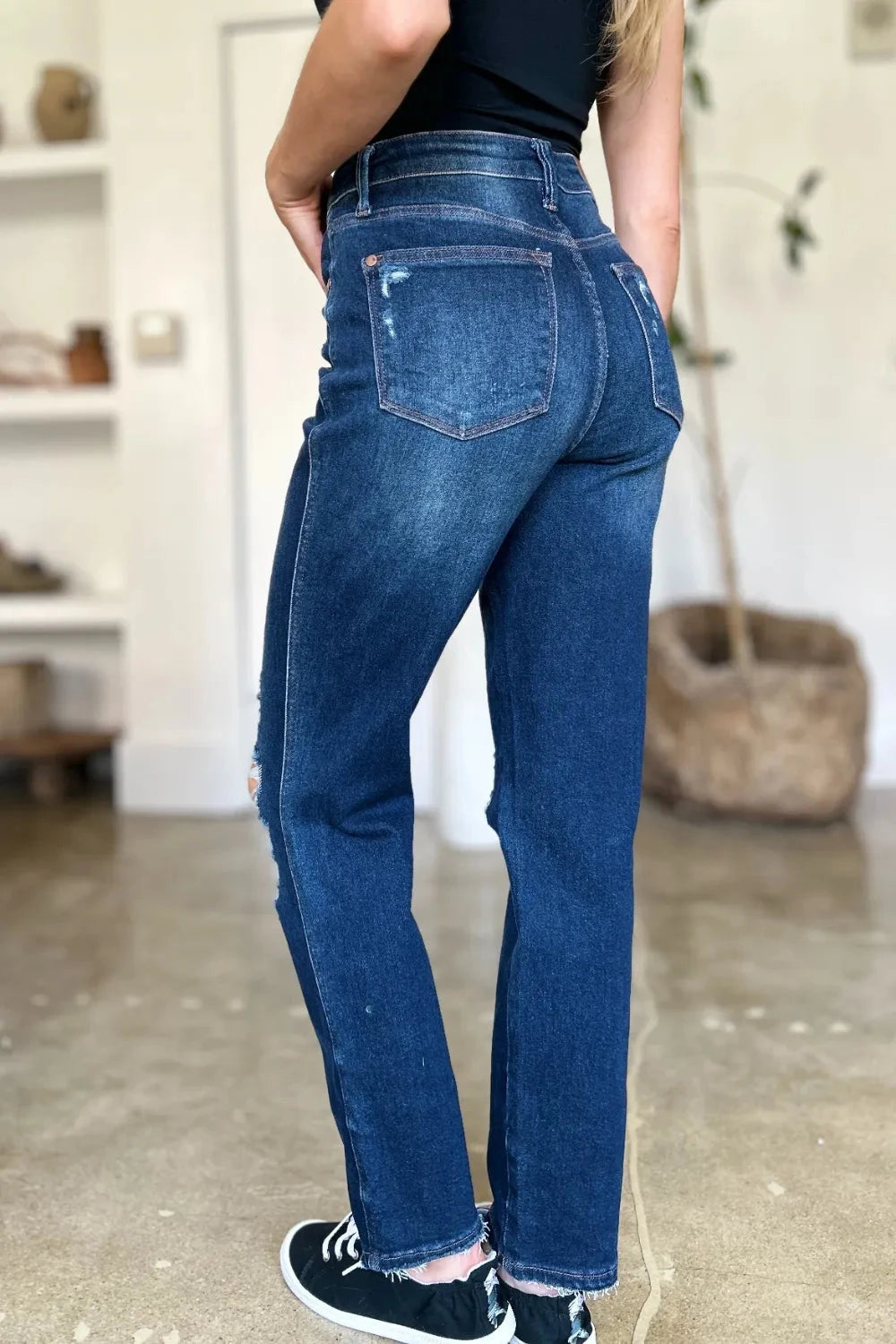 Judy Blue Plus Size High Waist Rigid Magic Heavy Destroy Straight Jeans jeans jehouze 