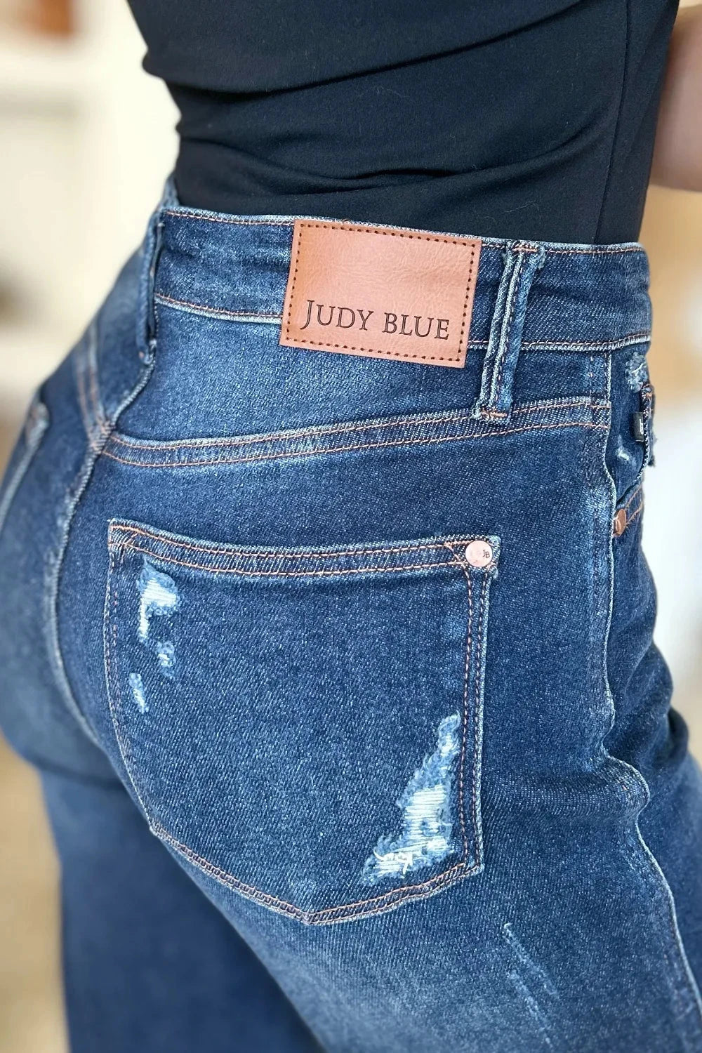 Judy Blue Plus Size High Waist Rigid Magic Heavy Destroy Straight Jeans jeans jehouze 