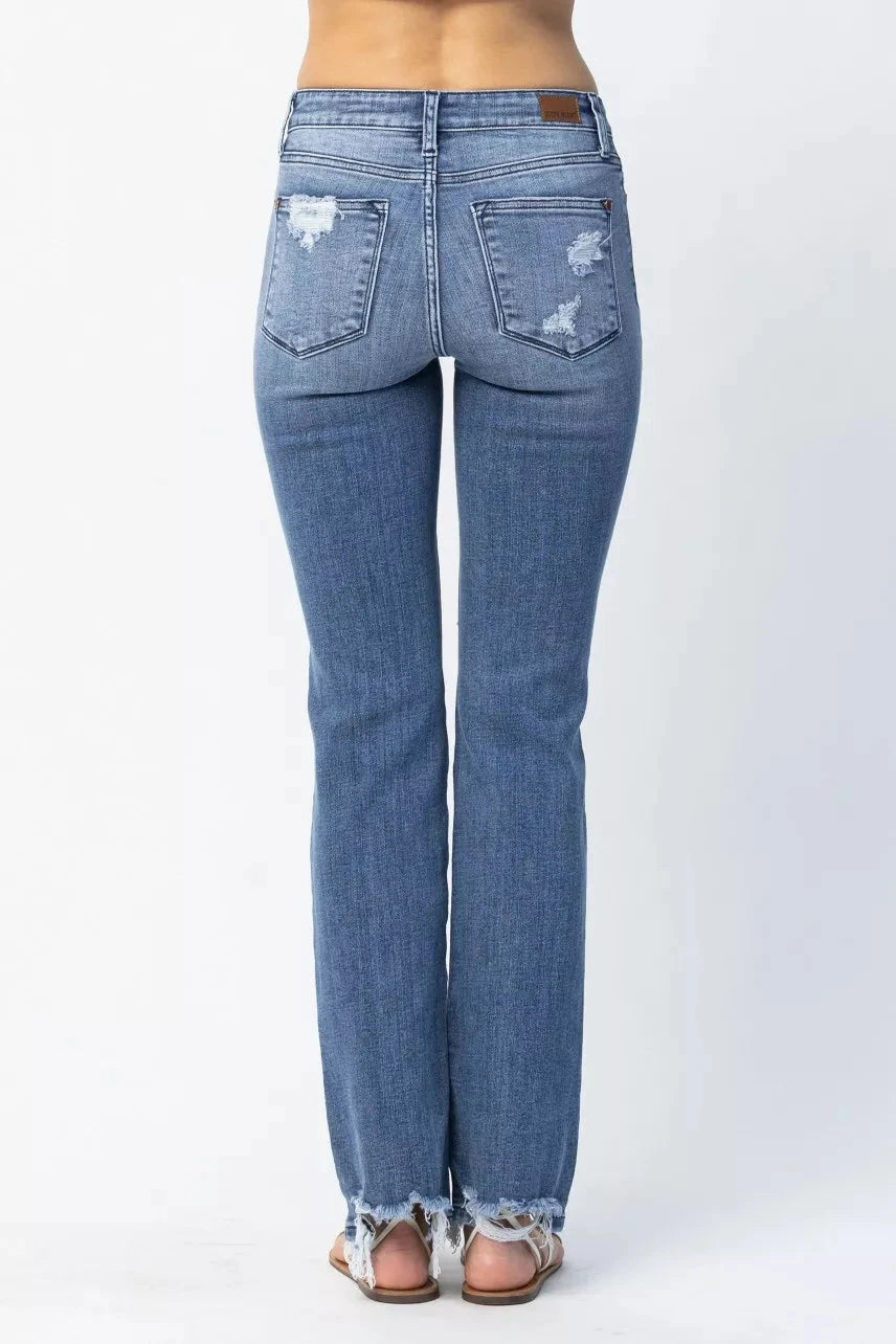 Judy Blue Plus Size Mid Rise Destroy Straight Jeans jeans jehouze 