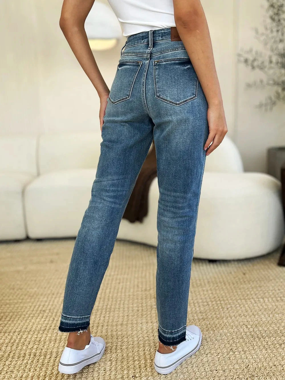 Judy Blue Plus Size Mid Rise Rigid Magic Release Hem Jeans jeans jehouze 