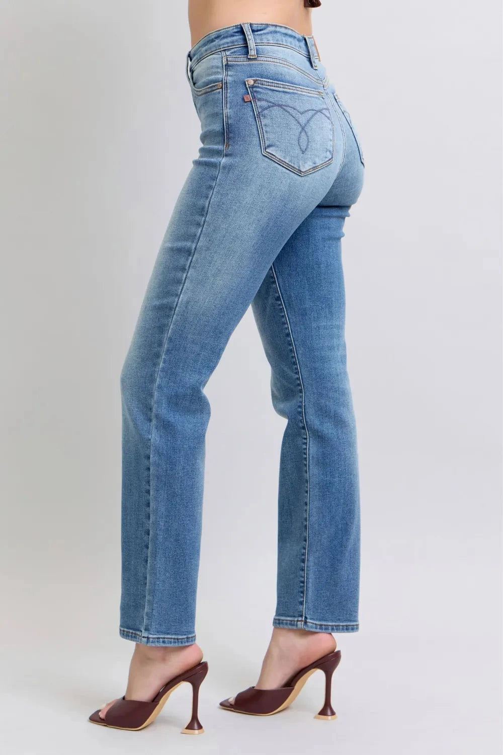 Judy Blue Plus Size Run Vintage Wash Thermal Straight Jeans jeans jehouze 