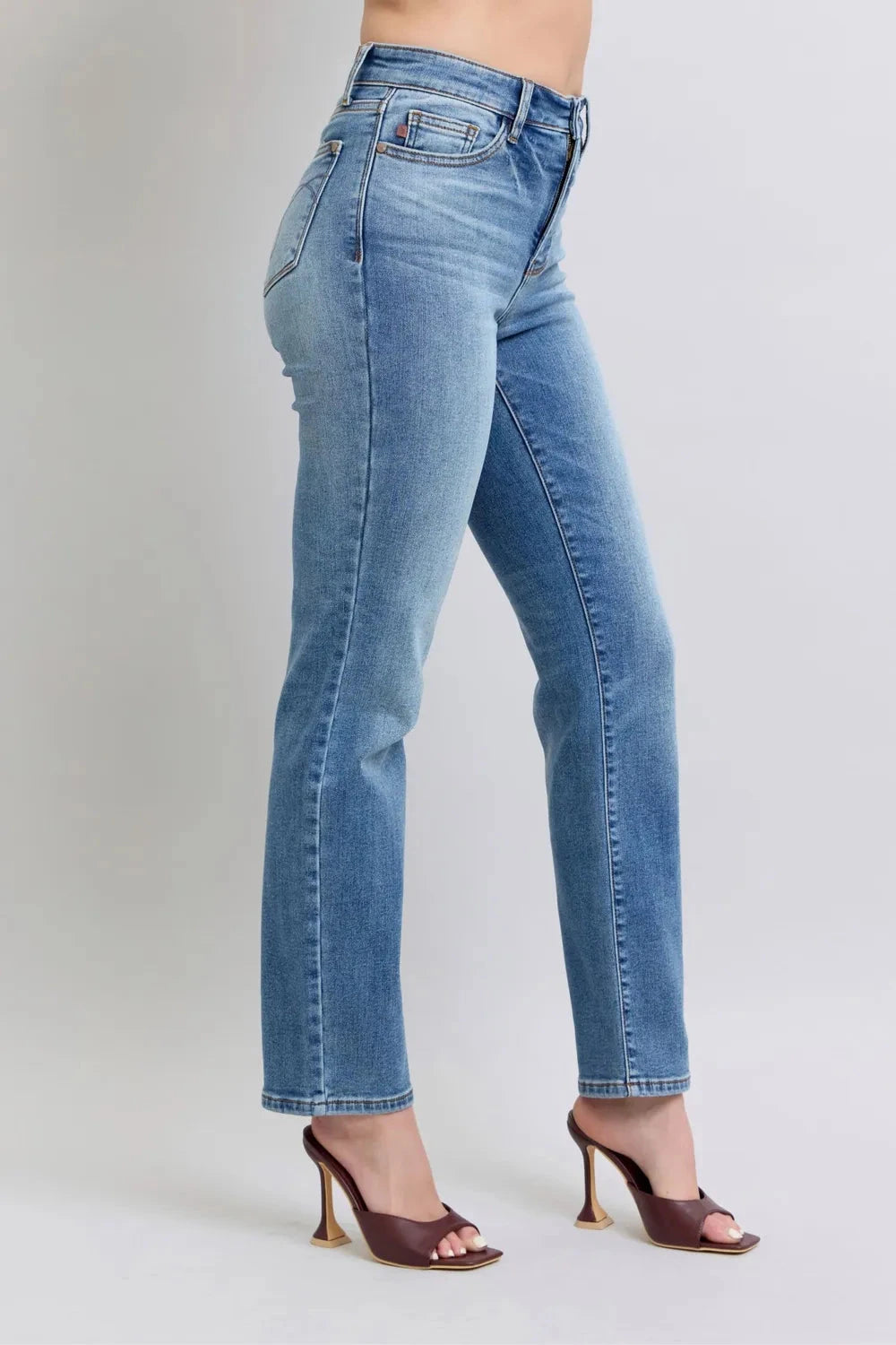 Judy Blue Plus Size Run Vintage Wash Thermal Straight Jeans jeans jehouze 