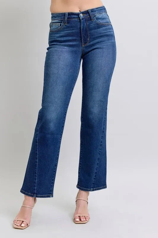 Judy Blue Plus Size Side Seam Detail Straight Jeans with Pockets jeans jehouze 