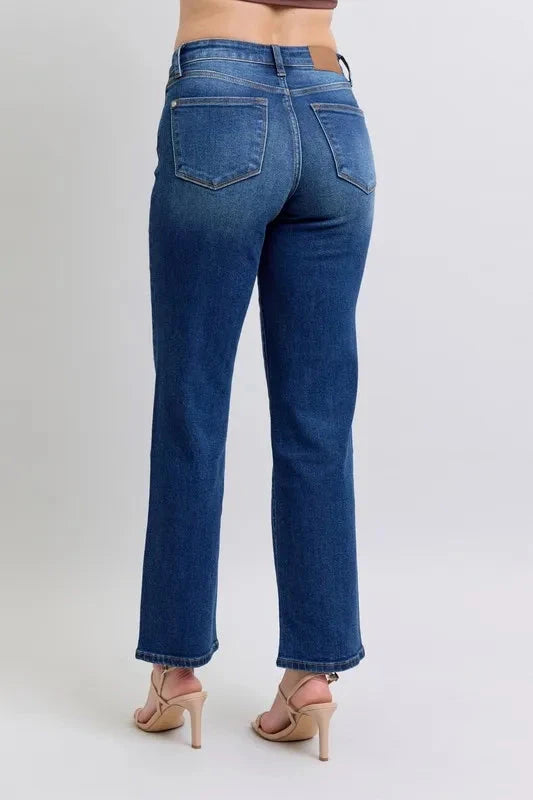Judy Blue Plus Size Side Seam Detail Straight Jeans with Pockets jeans jehouze 