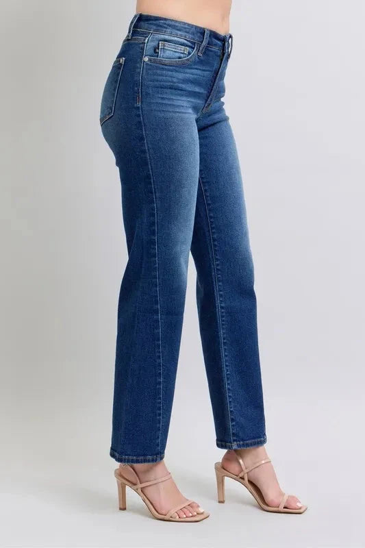 Judy Blue Plus Size Side Seam Detail Straight Jeans with Pockets jeans jehouze 