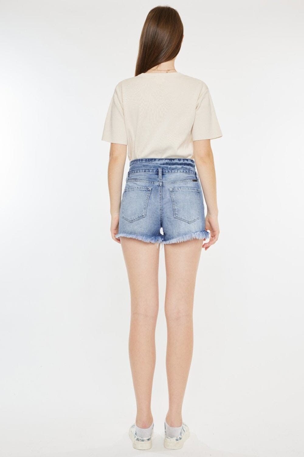 Kancan Acid Blue High Rise Frayed Hem Denim Shorts jeans jehouze 