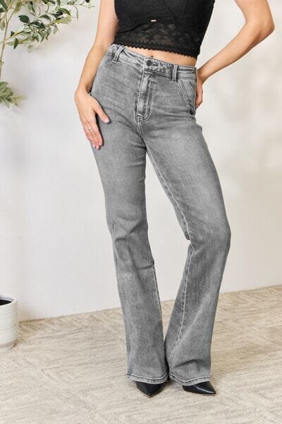 Kancan Light Grey High Waist Slim Flare Jeans Pants jehouze Light Grey 1(24) 