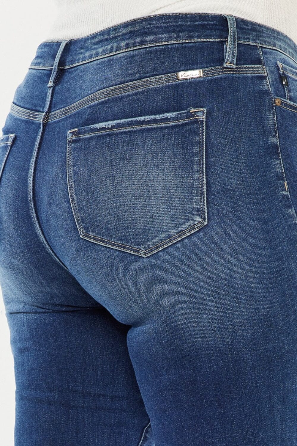 Kancan Medium Blue Cat's Whiskers Button Fly Denim Shorts jeans jehouze 