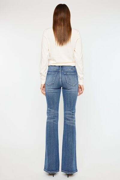 Kancan Medium Blue Cat's Whiskers High Waist Flare Jeans jeans jehouze 