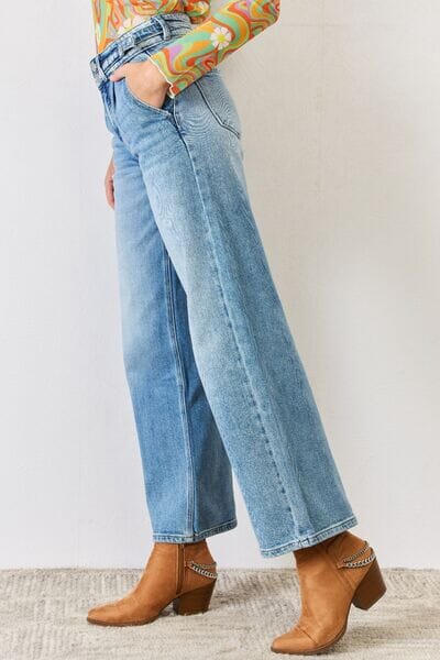 Kancan Medium Blue High Waist Wide Leg Jeans jeans jehouze 
