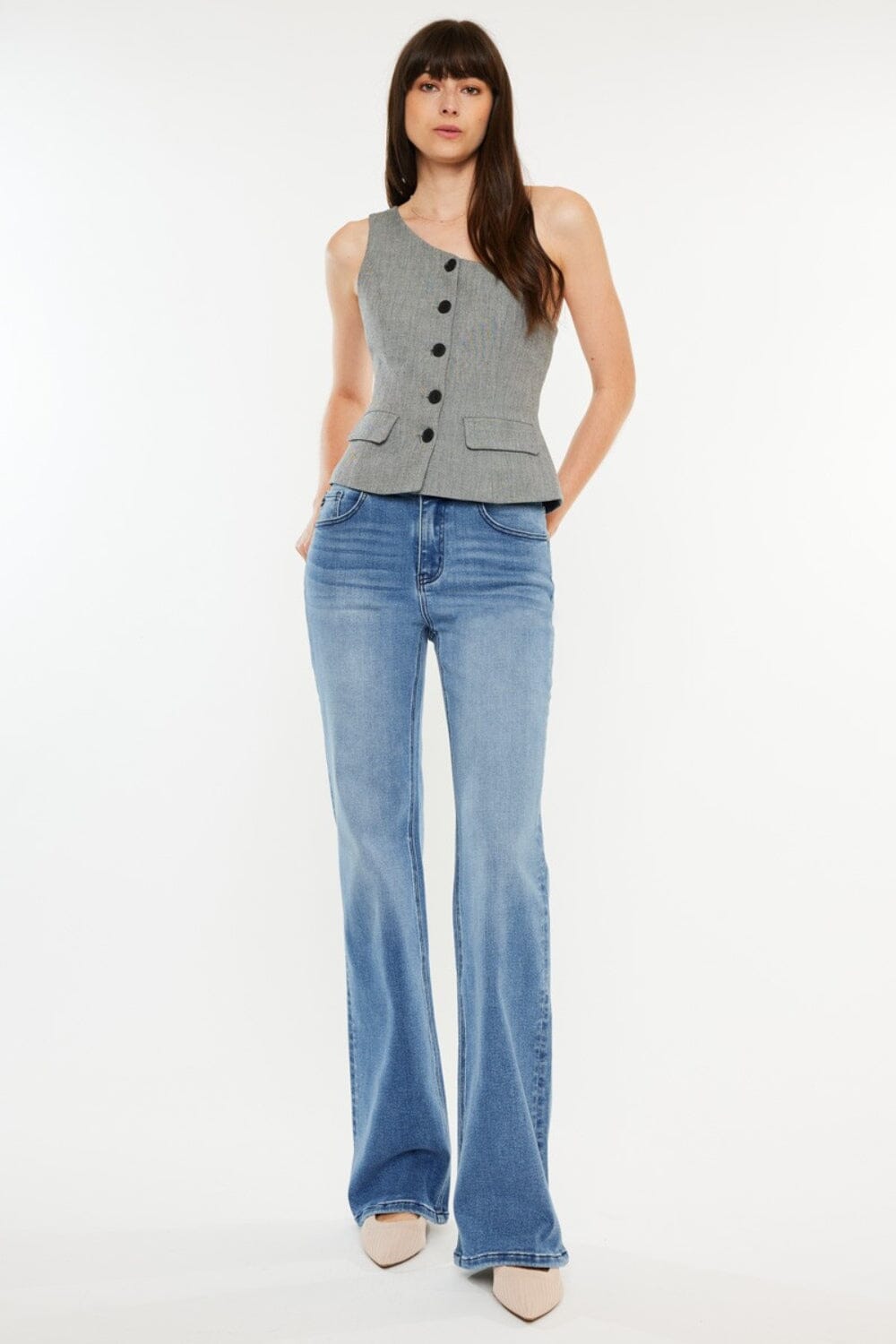 Kancan Medium Blue Ultra High Rise Cat's Whiskers Jeans jeans jehouze 