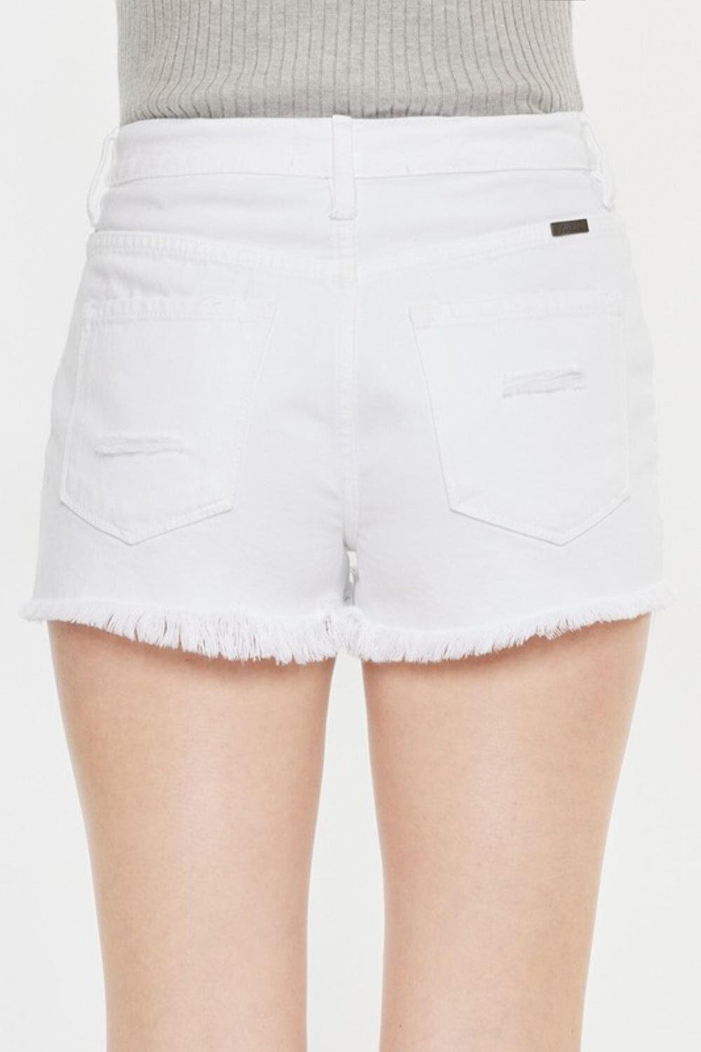 Kancan White Raw Hem Distressed Denim Shorts jeans jehouze 