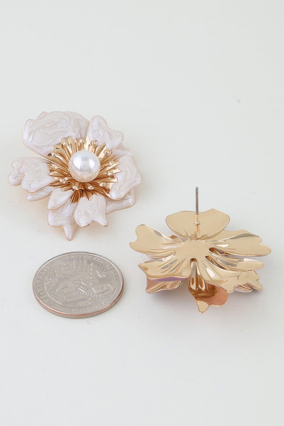 Marble Swirl Blossom Earrings Apparel & Accessories > Jewelry > Earrings jehouze Gold Ivory 