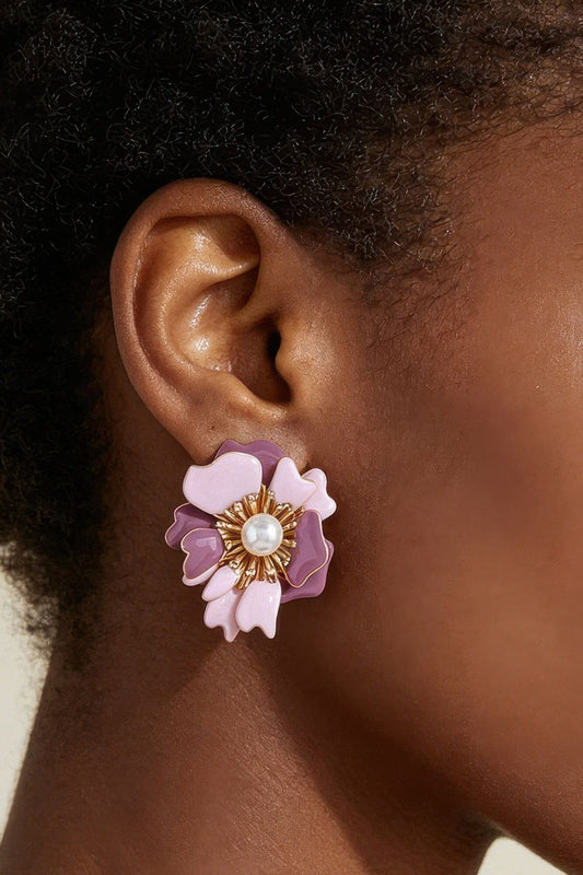 Marble Swirl Blossom Earrings Apparel & Accessories > Jewelry > Earrings jehouze Gold Pink 
