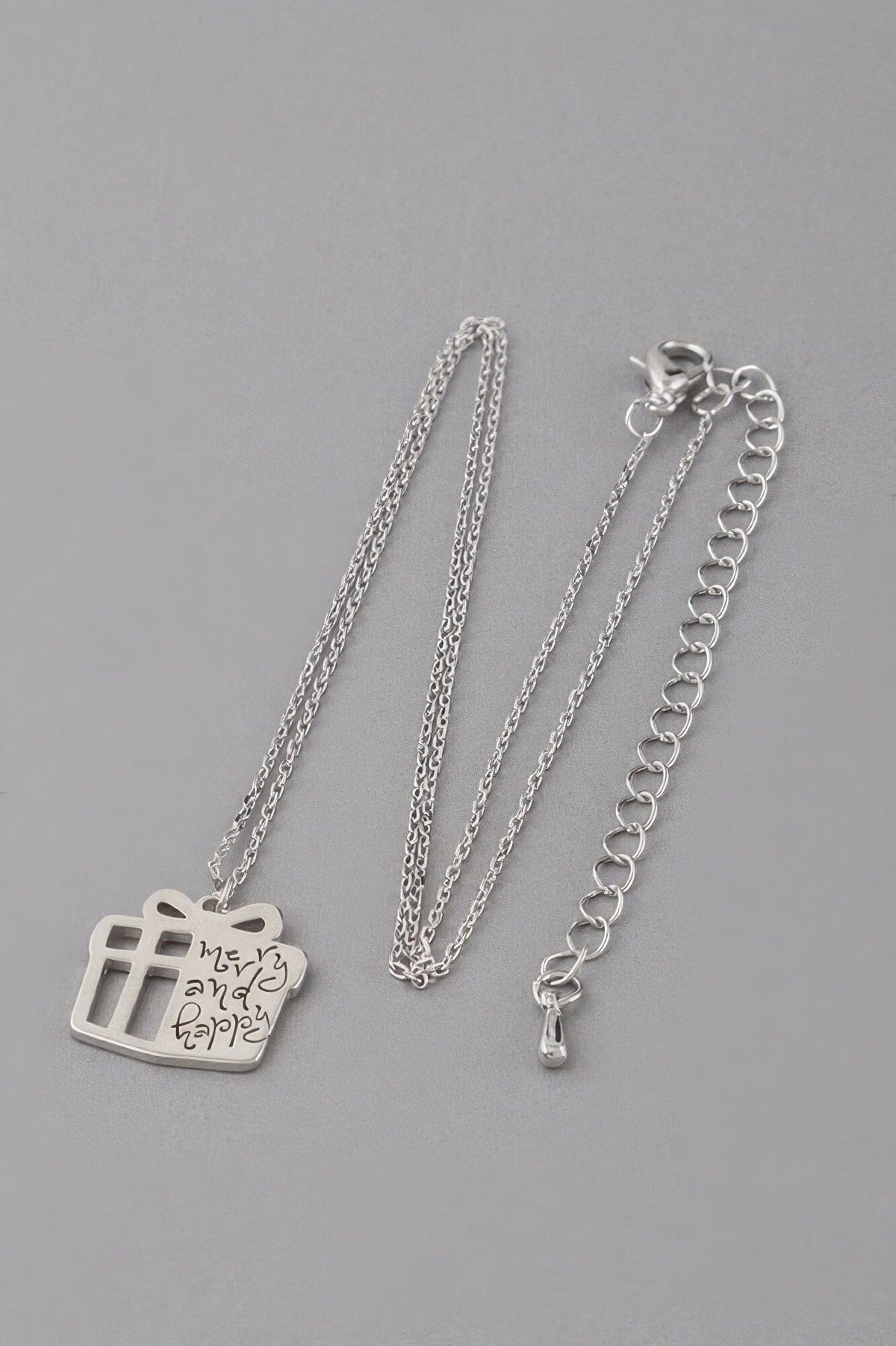 Merry And Happy Gift Necklace Necklaces jehouze Silver 