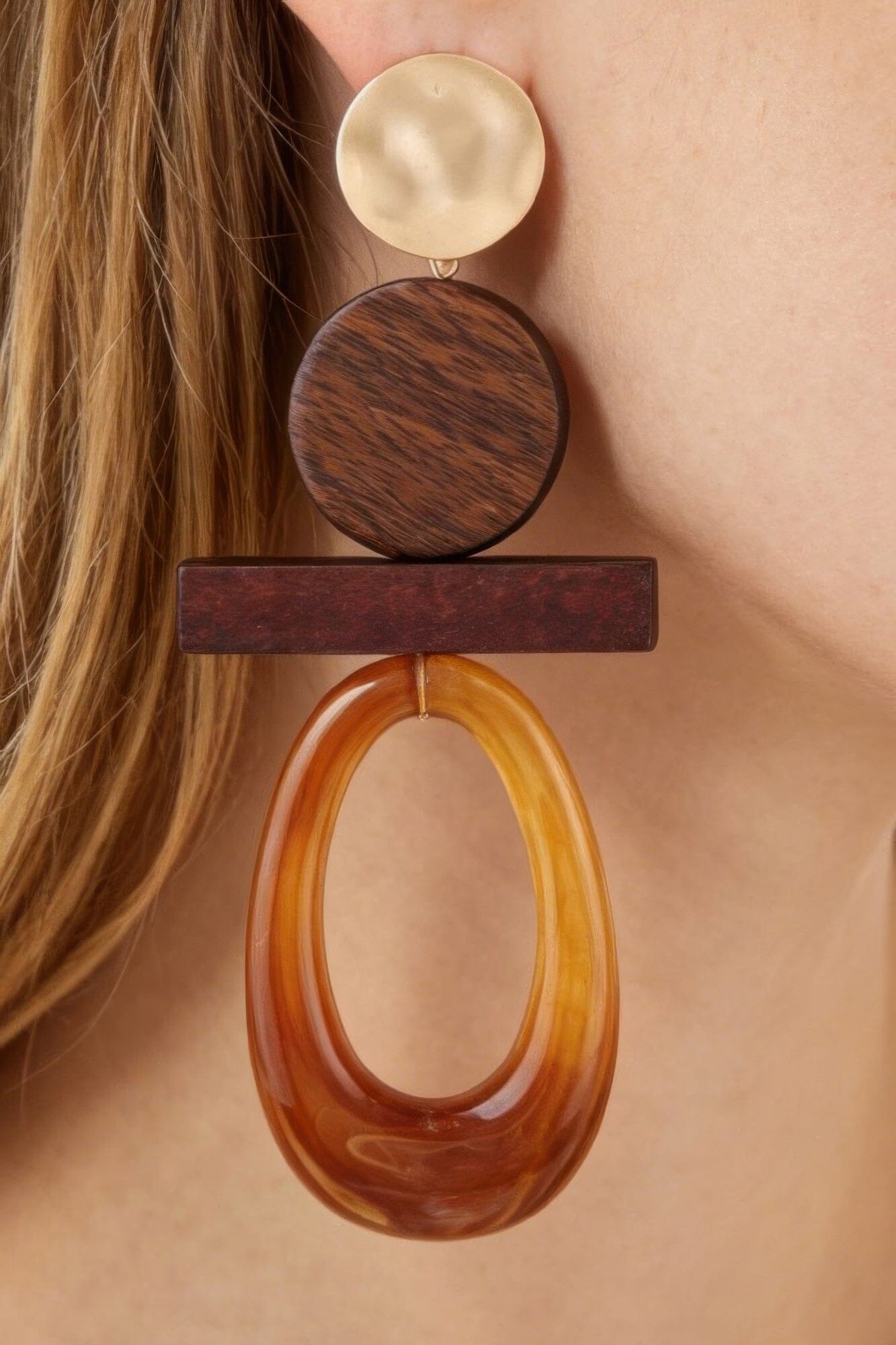 Modern Earth Drop Earrings Apparel & Accessories > Jewelry > Earrings jehouze Gold Brown 