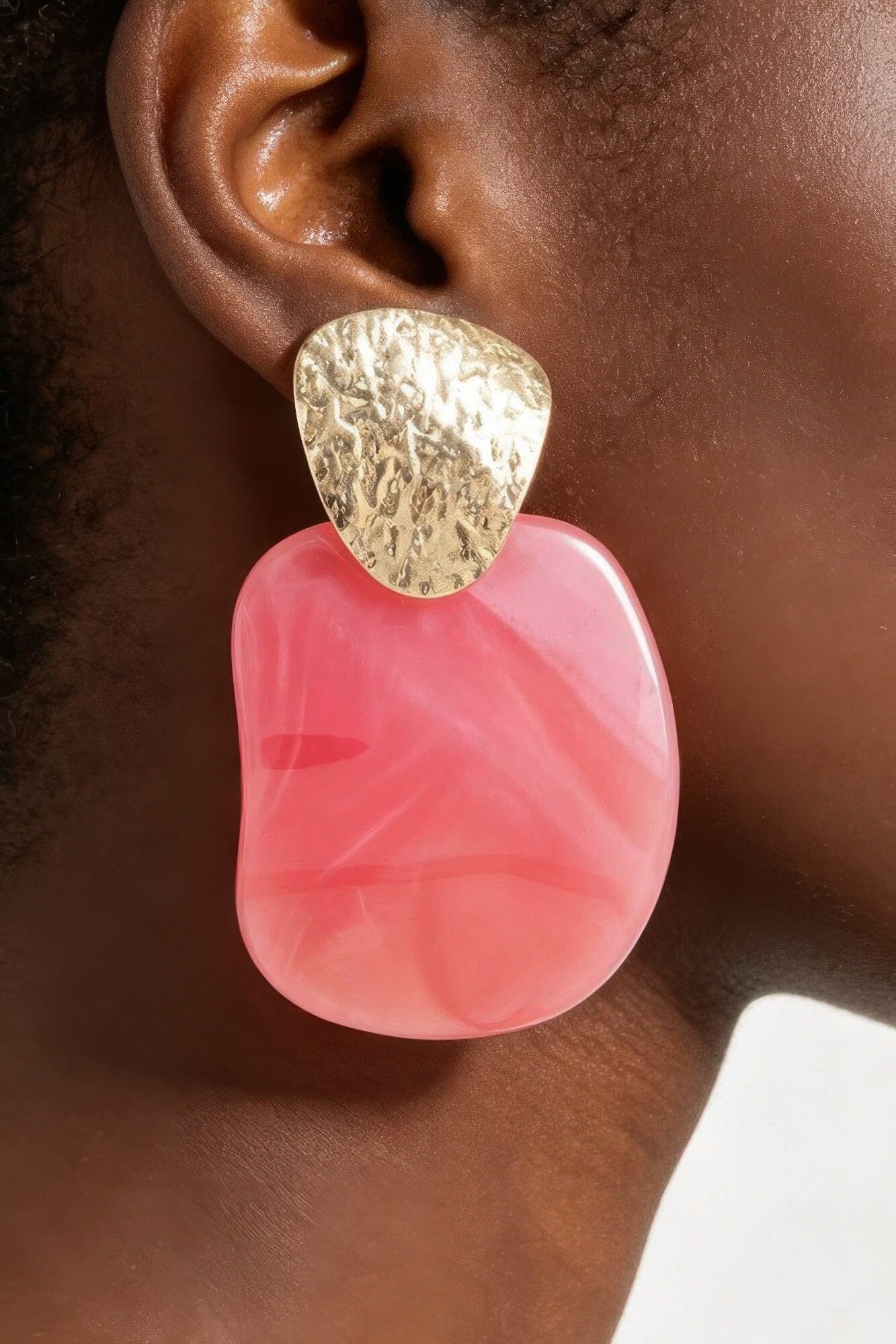 Modern Marble Stone Fashion Earrings Apparel & Accessories > Jewelry > Earrings jehouze Gold Pink 