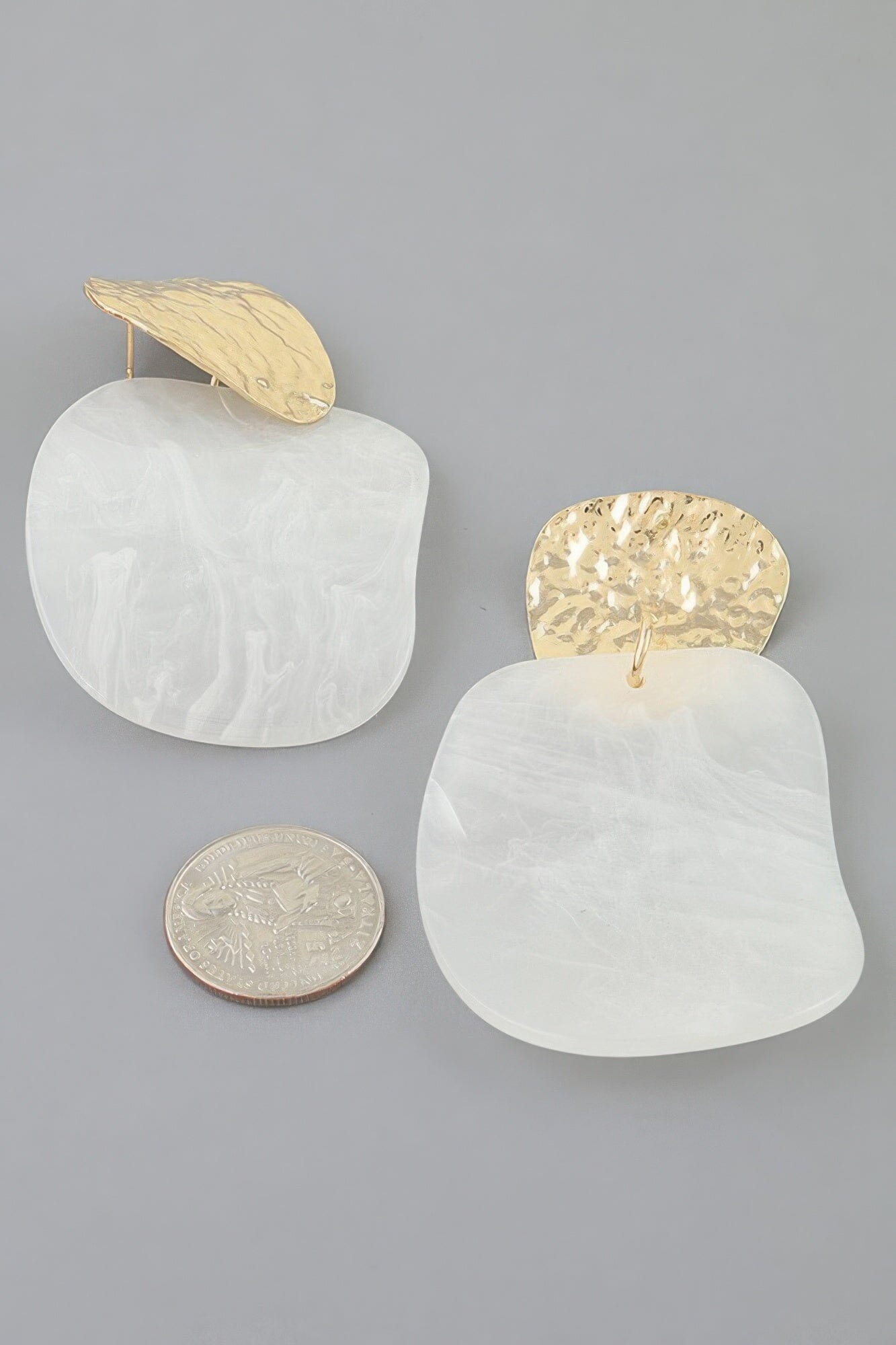Modern Marble Stone Fashion Earrings Apparel & Accessories > Jewelry > Earrings jehouze Gold White 